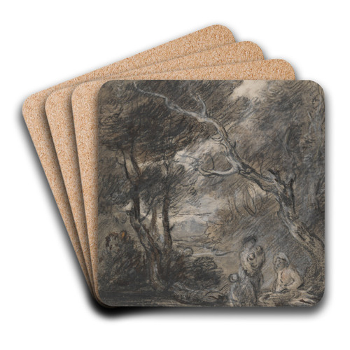 Wooded Landscape with Figures by Thomas Gainsborough Art Drink Coaster set