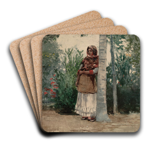 Under a Palm Tree by Winslow Homer Art Drink Coaster set Under a Palm Tree by Winslow Homer Art Drink Coaster set