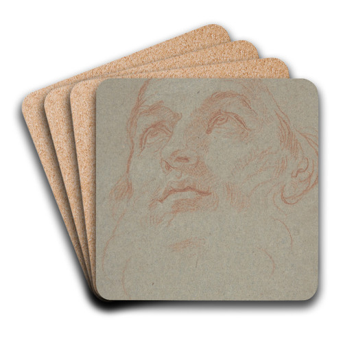 Head of a Bearded Man Looking to Upper Left (Saint Ambrose) by Carlo Maratti Art Drink Coaster set Head of a Bearded Man Looking to Upper Left (Saint Ambrose) by Carlo Maratti Art Drink Coaster set