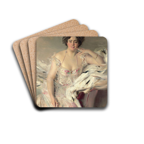 Portrait of Lady Nanne Schrader, ne Wiborg by Giovanni Boldini Drink Coasters - set of 4 Portrait of Lady Nanne Schrader, ne Wiborg by Giovanni Boldini Drink Coasters - set of 4