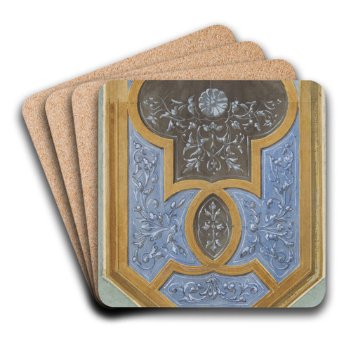 Design for the decoration of a ceiling with rinceaux by Jules-Edmond-Charles Lachaise Art Drink Coaster set
