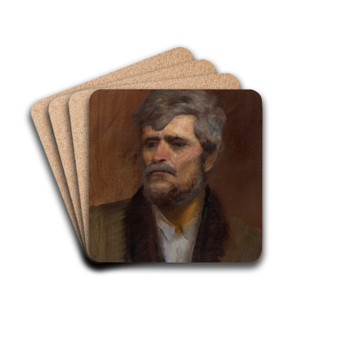 Character Head Study of a Man by Ladislav Mednynszky Drink Coasters - set of 4