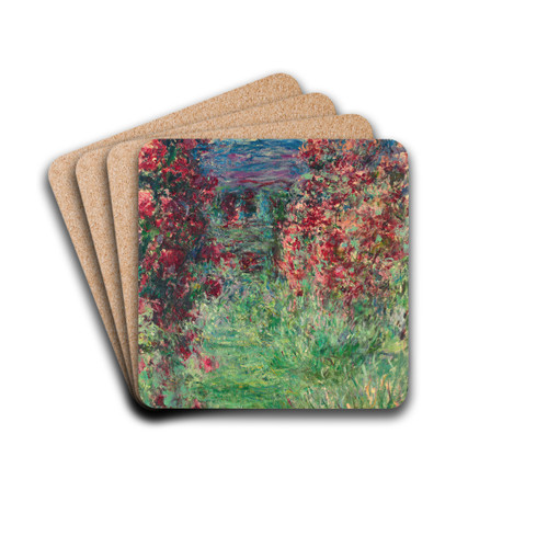 La maison dans les roses by Claude Monet Drink Coasters - set of 4