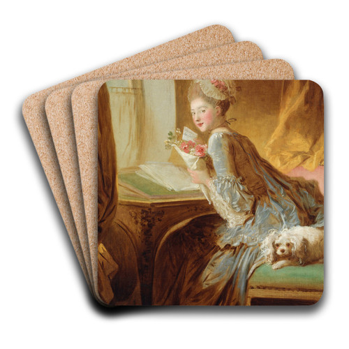The Love Letter by Jean-Honor Fragonard Art Drink Coaster set