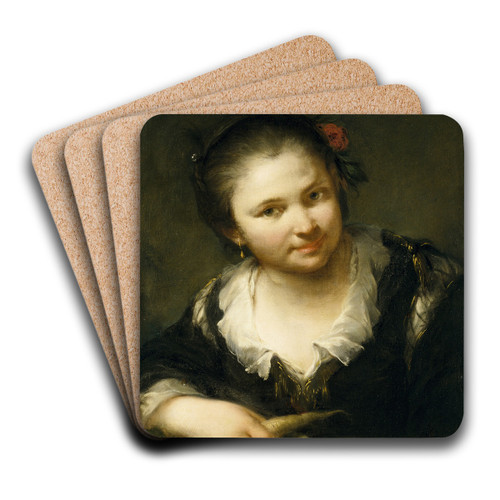 Girl with Vegetables by Giuseppe Nogari Art Drink Coaster set
