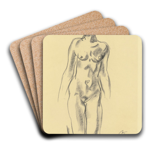 Kniender weiblicher Akt in Vorderansicht by Georg Kolbe Art Drink Coaster set