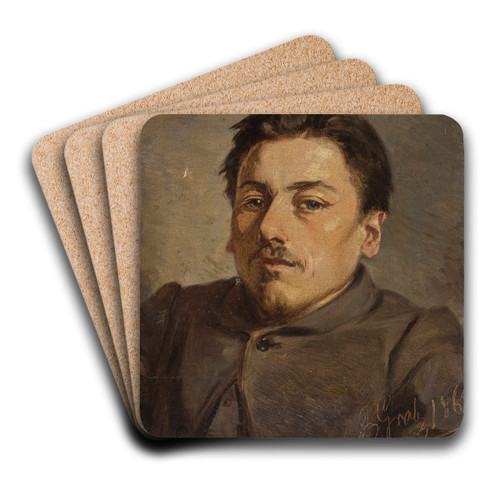 Portrait of Franciszek Streitt, painter by Andrzej Grabowski Art Drink Coaster set Portrait of Franciszek Streitt, painter by Andrzej Grabowski Art Drink Coaster set