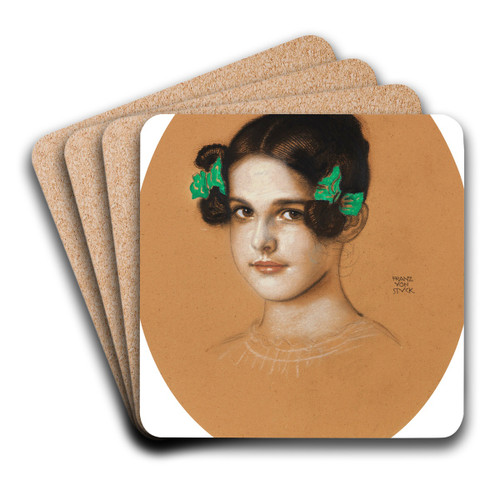 Bildnis der Tochter Mary mit grnen Schleifen by Franz von Stuck Art Drink Coaster set