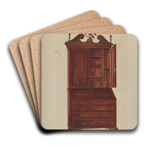 Chippendale Secretary by Amos C. Brinton Art Drink Coaster set