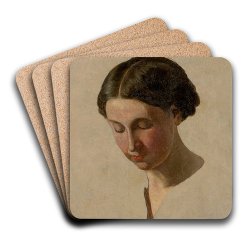 A study of a girl's head by Vojtech Klimkovi Art Drink Coaster set A study of a girl's head by Vojtech Klimkovi Art Drink Coaster set