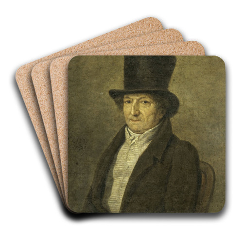 Portrait of Jean Bernard, Art Collector and Painter in Amsterdam by Gerrit Jan Michalis Art Drink Coaster set