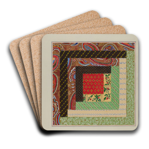 Log Cabin Quilt Square by Cornelius Christoffels and Margaret Linsley Art Drink Coaster set Log Cabin Quilt Square by Cornelius Christoffels and Margaret Linsley Art Drink Coaster set