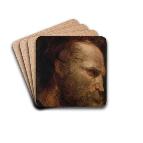 Head study of a bearded man by Anthony van Dyck Art Drink Coaster set