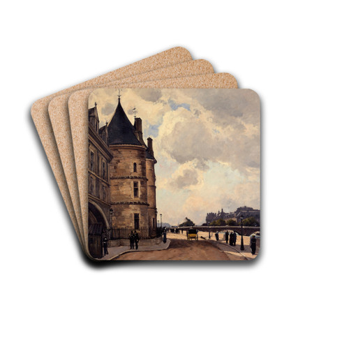 Le quai de l'Horloge by Paul Lecomte Drink Coasters - set of 4