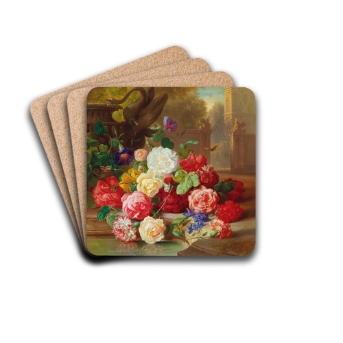 Blumenstck Mit Schmetterling In Einer Parklandschaft by Josef Schuster Drink Coasters - set of 4 Blumenstck Mit Schmetterling In Einer Parklandschaft by Josef Schuster Drink Coasters - set of 4
