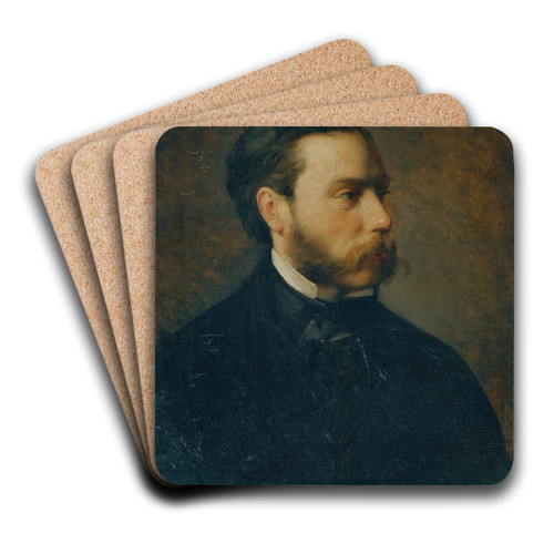 Der Kunsthndler Georg Plach by Carl Rahl Art Drink Coaster set