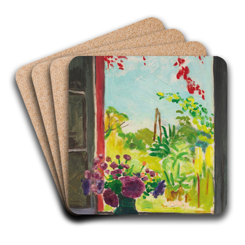 Bouquet sur une table devant la fentre  Mricourt by Albert Marquet Art Drink Coaster set Bouquet sur une table devant la fentre  Mricourt by Albert Marquet Art Drink Coaster set