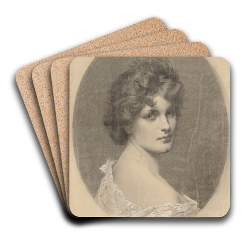 Portrait of a Young Lady by Julie Wilhelmine Hagen-Schwarz Art Drink Coaster set
