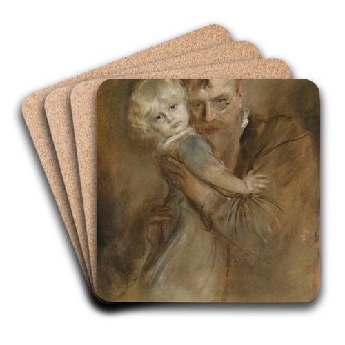 Selbstportrait mit Tochter Marion by Franz von Lenbach Art Drink Coaster set