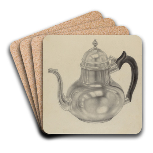 Silver Teapot by Dorothy Dwin Art Drink Coaster set