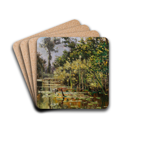 Altwasser mit Enten - Herbst by Karl Hagemeister Drink Coasters - set of 4