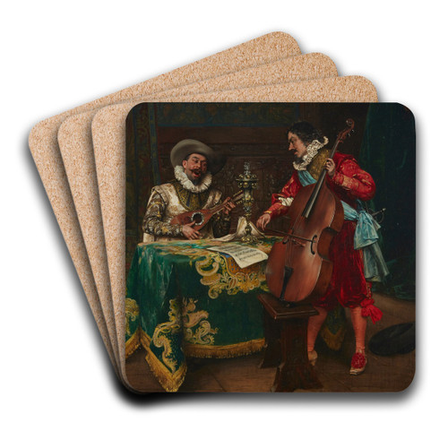 The duet by Adolphe-Alexandre Lesrel Art Drink Coaster set The duet by Adolphe-Alexandre Lesrel Art Drink Coaster set