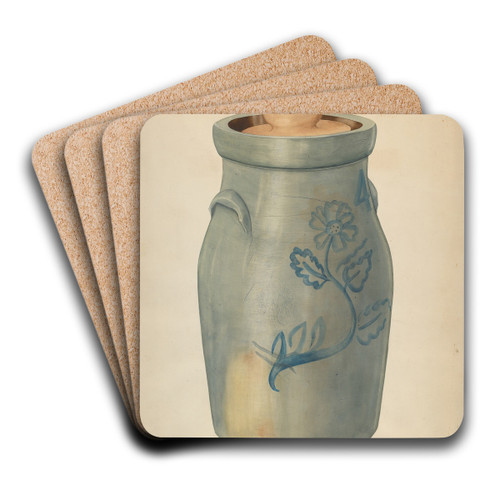 Earthenware Butter Churn by Wilbur M Rice Art Drink Coaster set