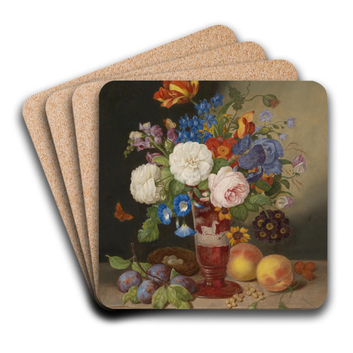 Blumenstrau in einer Vase by Johann Georg Seitz Art Drink Coaster set Blumenstrau in einer Vase by Johann Georg Seitz Art Drink Coaster set