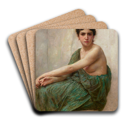 Rflexion by William Bouguereau Art Drink Coaster set