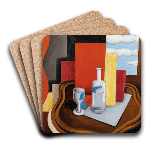 La Table Louis-Philippe La Bouteille Et Au Verre by Roger de La Fresnaye Art Drink Coaster set La Table Louis-Philippe La Bouteille Et Au Verre by Roger de La Fresnaye Art Drink Coaster set