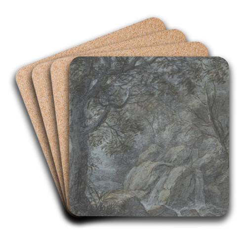 River Landscape with Mountain Stream by Antonie Waterloo Art Drink Coaster set
