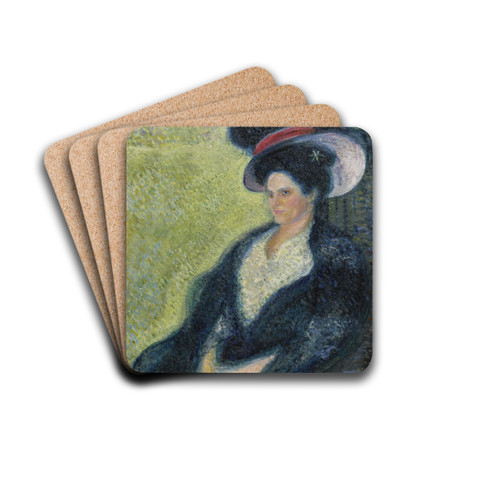 Dame mit Federhut by Richard Gerstl Drink Coasters - set of 4