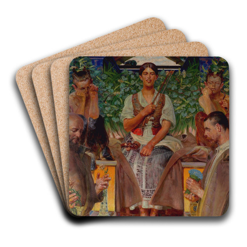 Homage to art and the muse by Jacek Malczewski Art Drink Coaster set