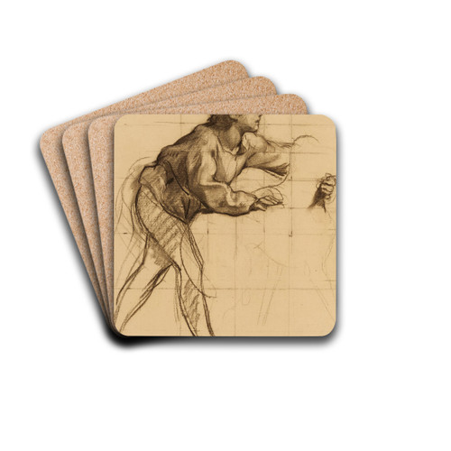 Etude de jeune homme entourant un animal by Henri Leopold Lvy Drink Coasters - set of 4