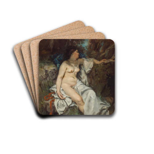 Bather Sleeping by a Brook by Gustave Courbet Drink Coasters - set of 4 Bather Sleeping by a Brook by Gustave Courbet Drink Coasters - set of 4
