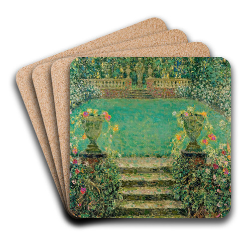 Les Marches Du Jardin, Gerberoy by Henri Le Sidaner Art Drink Coaster set