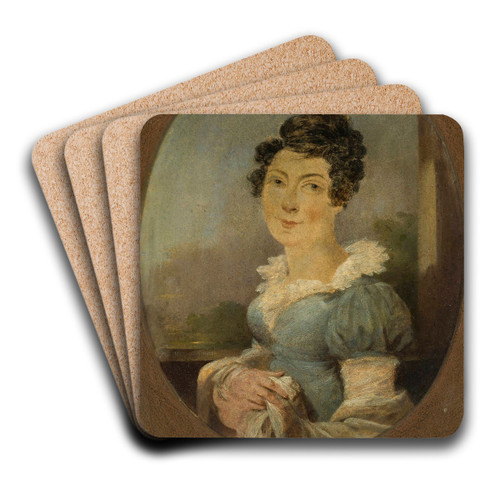Portrait of Antoni Erazm Makarowicz's wife by Aleksander Ludwik Molinari Art Drink Coaster set