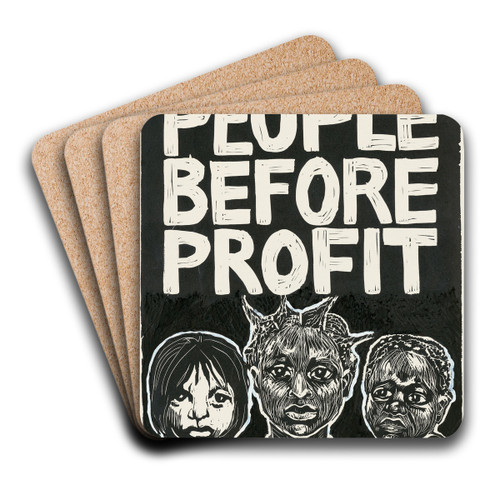 People before profit by Rachael Romero Art Drink Coaster set