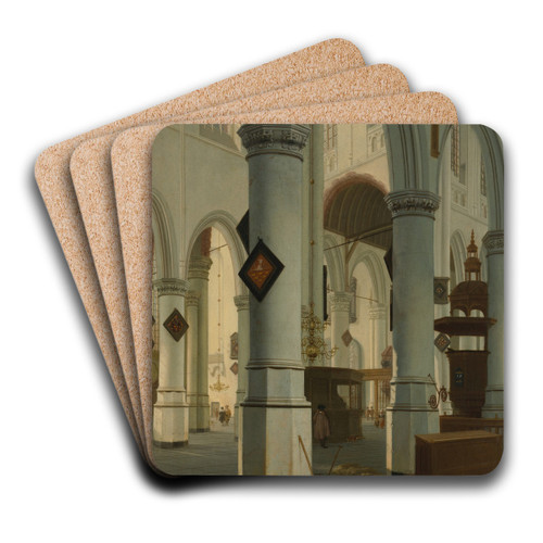 Interior of the Oude Kerk, Delft by Hendrick Cornelisz. van Vliet Art Drink Coaster set Interior of the Oude Kerk, Delft by Hendrick Cornelisz. van Vliet Art Drink Coaster set