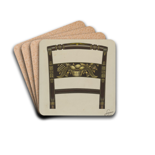Design on Back of Hitchcock Chair by Lawrence Flynn Drink Coasters - set of 4 Design on Back of Hitchcock Chair by Lawrence Flynn Drink Coasters - set of 4