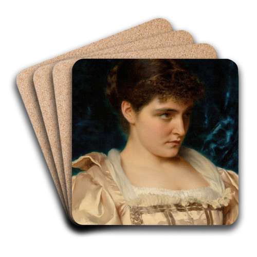 A demure beauty by Tito Conti Art Drink Coaster set