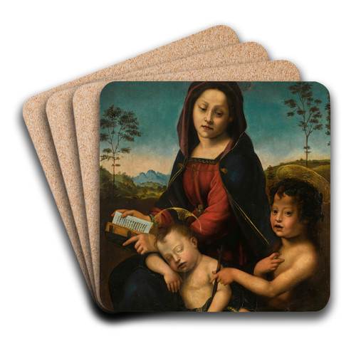 Madonna And Child With Saint John The Baptist by Giuliano Bugiardini Art Drink Coaster set Madonna And Child With Saint John The Baptist by Giuliano Bugiardini Art Drink Coaster set