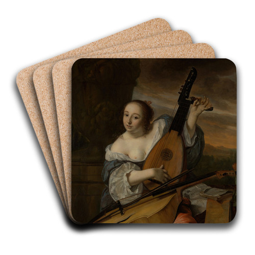 The Musician by Bartholomeus van der Helst Art Drink Coaster set
