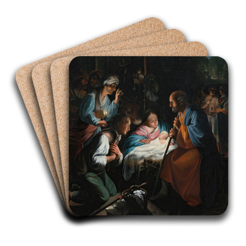 The Adoration Of The Shepherds by Carlo Saraceni Art Drink Coaster set