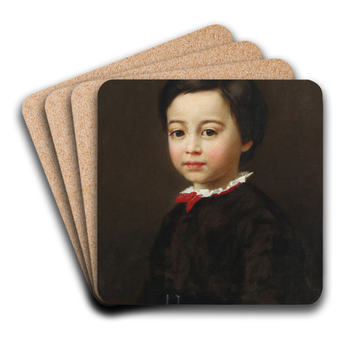 Portrait of a boy by Adalbert Begas Art Drink Coaster set Portrait of a boy by Adalbert Begas Art Drink Coaster set