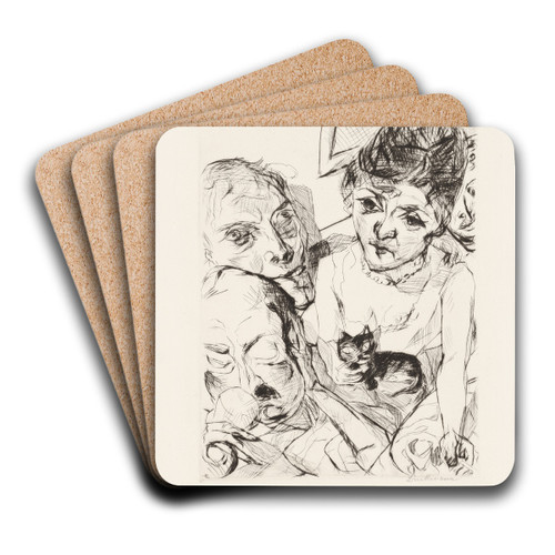 Evening (Self-Portrait with the Battenbergs) by Max Beckmann Art Drink Coaster set