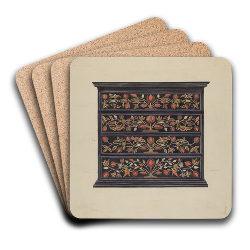 Painted Chest of Drawers by Isabella Ruth Doerfler Art Drink Coaster set Painted Chest of Drawers by Isabella Ruth Doerfler Art Drink Coaster set