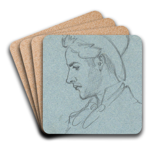 Head of a YoungMan by John Singer Sargent Art Drink Coaster set Head of a YoungMan by John Singer Sargent Art Drink Coaster set