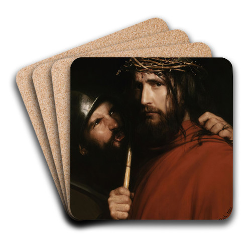 Christ with Mocking Soldier by Carl Bloch Art Drink Coaster set