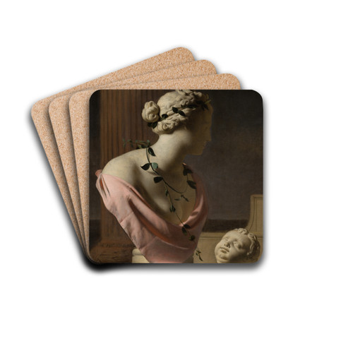 Trompe l'Oeil with a Bust of Venus by Caesar Van Everdingen Drink Coasters - set of 4 Trompe l'Oeil with a Bust of Venus by Caesar Van Everdingen Drink Coasters - set of 4